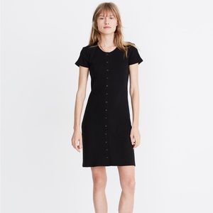 Madewell Button-Front Ribbed Mini Dress Black Size Large 90s Style